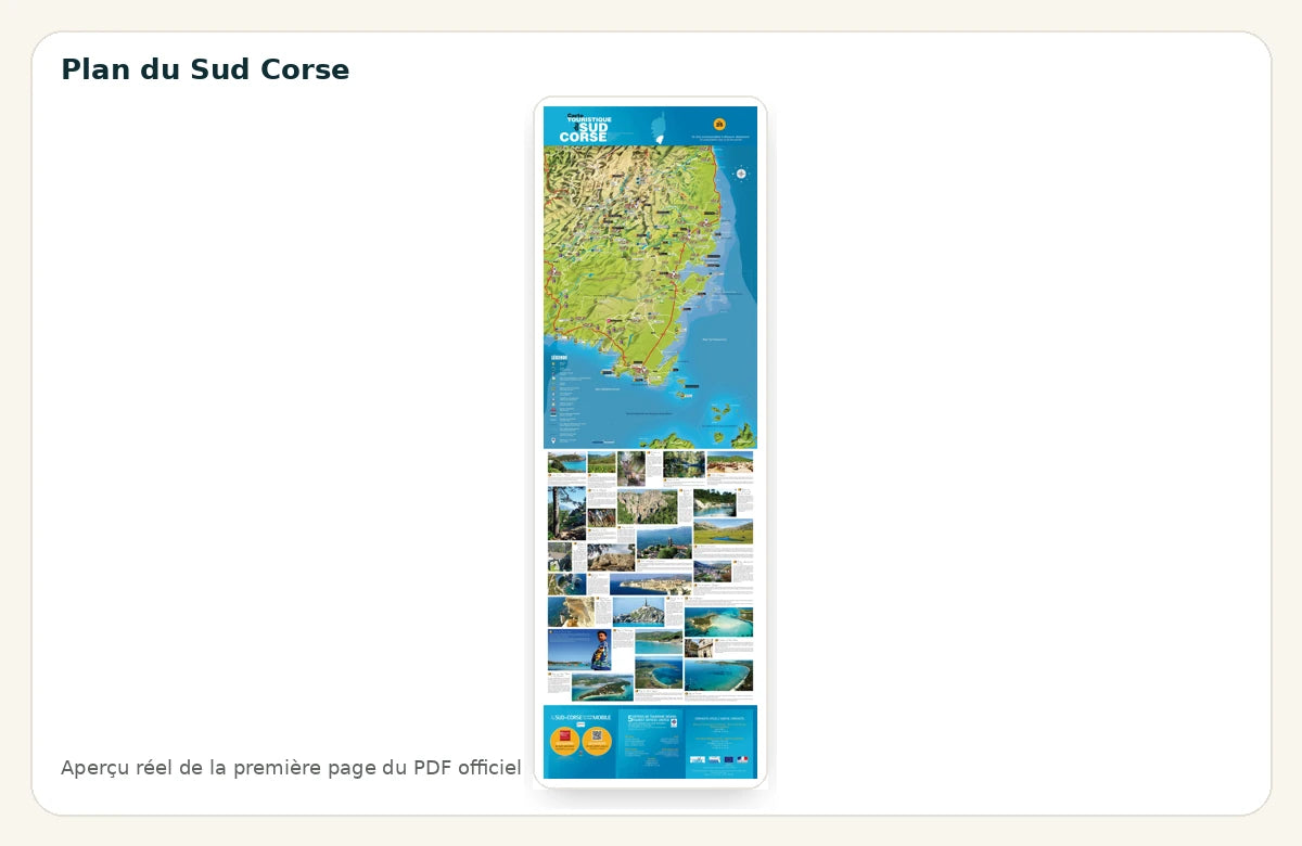 Aperçu réel du plan officiel du Sud Corse
